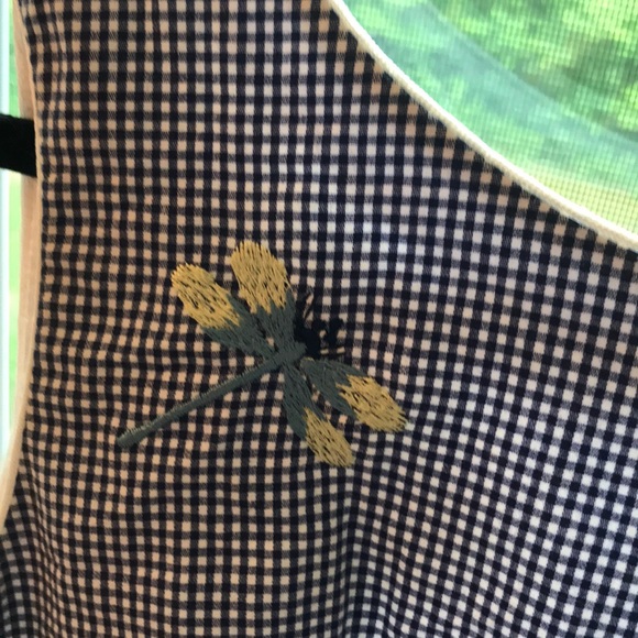 Talbots gingham dragonfly embroidered shift dress - Picture 3 of 6